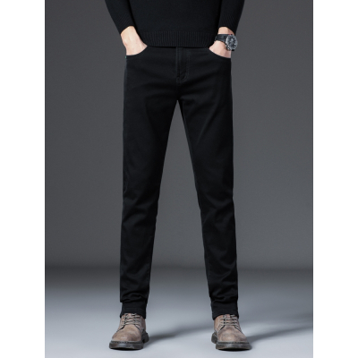 高级纯黑男士直筒牛仔裤秋冬新款轻奢男装经典版型简约弹力休闲裤
