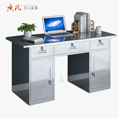 质凡304不锈钢办公桌三斗两门/ZF-BXG001/1300*600*800mm/张 厚0.8mm