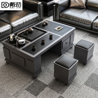 戴劲火烧石功夫茶几茶桌椅组合茶具一体套装茶台一键上水 1.3米宝马灰