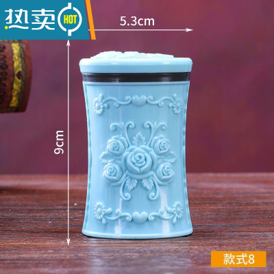 敬平欧式牙签盒创意家用客厅可爱牙签筒便捷旋转式牙签桶新品 旋转-蓝底蓝玫瑰2个