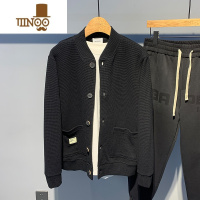 YANXU新品时尚拼接百搭宽松男士开衫毛衣日常休闲青春针织外套男