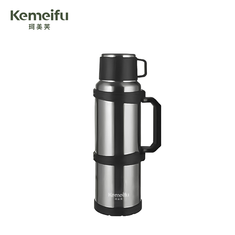 珂美芙 便携304不锈钢大容量手提保温壶 刚本色1200ml 个