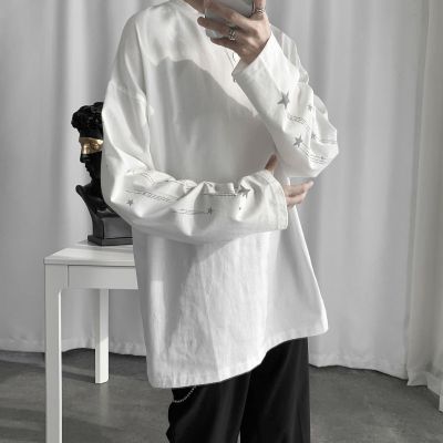 珂卡慕(KEKAMU)卫衣男春秋款无帽港风很仙的卫衣男韩版潮流宽松圆领上衣无帽潮春秋款阔版百搭白色M