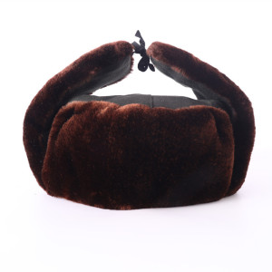 皖川冬季加厚保安棉帽子WCM-041 保暖男护耳雷锋帽黑色剪绒防寒帽布面