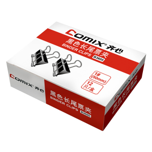 齐心 B3605 黑色强力长尾票夹(1# 50mm 12pcs/盒 ) 黑 1盒装