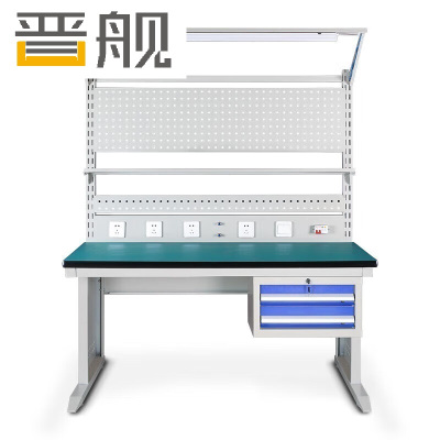 晋舰防静电工作台车间流水线操作台带灯工具桌1.5米单桌+950挂板+抽屉