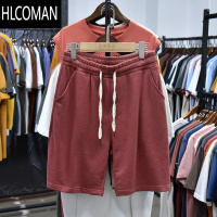 HLCOMAN日系潮牌 夏季棉毛圈短裤男纯色中裤 舒适宽松休闲情侣五分裤