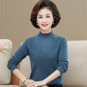 正品EERDS羊绒衫毛衣女妈妈装洋气打底衫上衣中年女士毛衣老年人冬季羊绒衫半高领中老年貂绒毛衣女打底衫加肥加大码女装