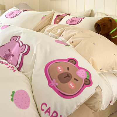 小清新全棉床上四件套纯棉2026新款卡通儿童被套床单床笠款三件套