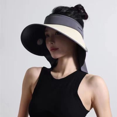[5.0升级加大帽檐带护颈设计]可折叠防晒空顶帽女夏遮脸遮阳帽