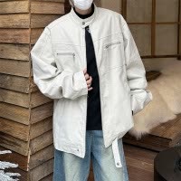 夹克男春秋季新款美式牛仔外套男街头复古休闲百搭宽松立领夹克男