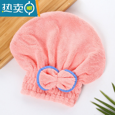 敬平干发帽女吸水速干加厚2022年新款网红擦头发可爱浴帽子包头巾 [夏日新款]水粉色圆帽(蝴蝶结花边颜色批次不