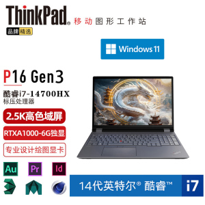 ThinkPad P16 (4XCD) 英特尔酷睿i7 16英寸高性能轻薄设计师工作站笔记本电脑 定制i7-14700HX 32G 2TB RTXA1000 6G 2.5K超清