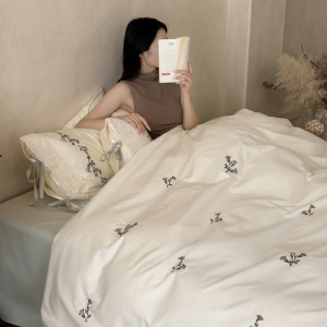 感刺绣!100支长绒棉床上四件套纯棉床单被套轻奢风4件套