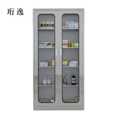 珩逸文件柜不锈钢柜子储物柜资料柜档案柜带锁文件柜304通玻文件柜