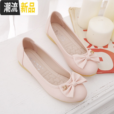 平底单鞋女2020网红新款春秋季百搭大码皮鞋温柔仙女浅口豆豆鞋女广赫