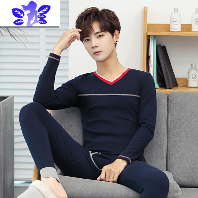 Ideamini薄款保暖内衣男士套装棉秋衣秋裤棉青年棉毛衫可外穿