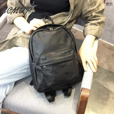 CCMVP品牌自营质量保证-CCMVP休闲品牌定制双肩女新款植鞣羊皮软皮书旅行纯色小背学院风休闲男黑色默认颜色