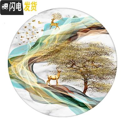 三维工匠钻石画2020新款满钻5d客厅玄关卧室圆形发财麋鹿 满钻全贴[100*100cm]送全套工具包,免费补钻,十字绣