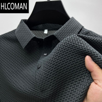 HLCOMAN凉感冰丝翻领短袖t恤男士夏季2025新款速干透气青年衫休闲潮