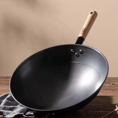 张小泉铁锅 蜂窝纹炒锅 家用炒菜锅 无涂层不易粘锅具炒锅 直径32cm