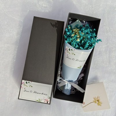 敬平满天星小干花束礼盒真花永生花毕业闺蜜女朋友妈妈生日礼物母亲节孔雀蓝干花包