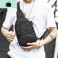 新款潮流男包帆布包韩版男士胸包斜跨包休闲时尚斜挎包学生小挂包NEW LAKE 水洗黑色(升级版,加厚)男士腰包