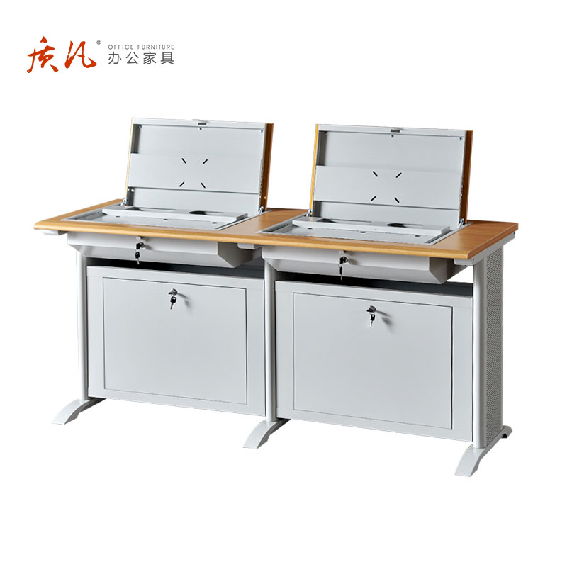 质凡豪华腿隐藏翻转电脑桌二人位/ZF-DZ021/1400*600*750