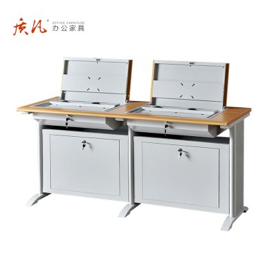 质凡豪华腿隐藏翻转电脑桌二人位/ZF-DZ021/1400*600*750