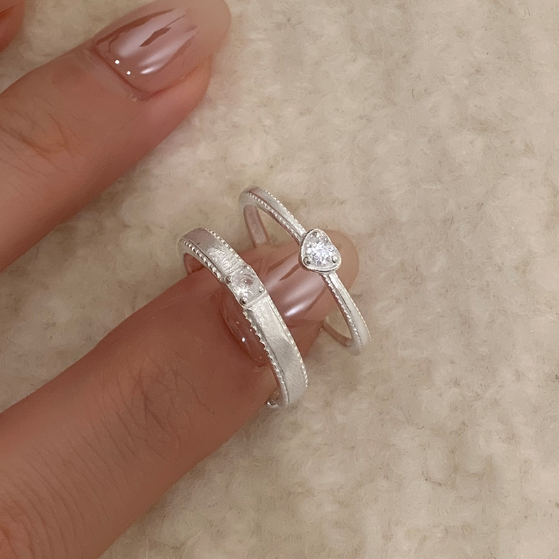 纯银爱心锆石戒指女生轻奢高级感对戒情侣款情人节礼物送女友