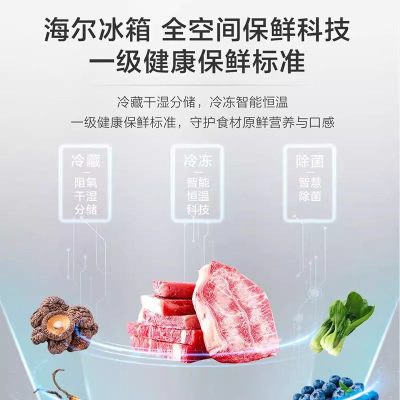 Haier海尔BCD-571WGHFD2BD5U1超薄零嵌黑钻镜面571升冰箱法式多门