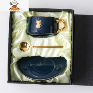 欧式网红搅拌杯精致的咖啡杯碟英式奢华下午茶杯子家用陶瓷水杯 敬平马克杯