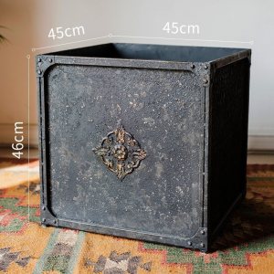 家柏饰(CORATED)大型铁艺方筒花器花盆套盆英式杂货花园庭院装饰摆件收纳 复古铁方筒(超大) 特大