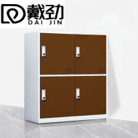 戴劲物柜多门更衣柜带锁工具柜教室学生书包柜多格子收纳柜 白咖四门