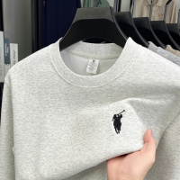 刺绣男士卫衣春秋季新款青年圆领休闲打底长袖T恤男