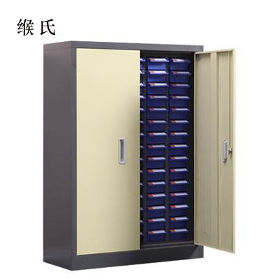 缑氏文件柜零件整理柜抽屉式铁皮柜分类柜文件柜75抽蓝色带门小号抽屉