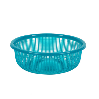 茶花 34cm雅致圆筛 洗菜篮沥水篮Ø34*12.5cm(蓝绿两色可选)/个
