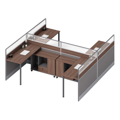 科朔 办公桌职员桌 员工桌 板式屏风班台桌 四人位 KS-06L3015