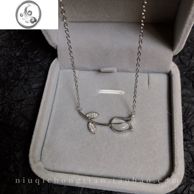 JiMi郁金香项链女夏轻奢小众高级感S925银银玉髓锁骨链送闺蜜生日礼物