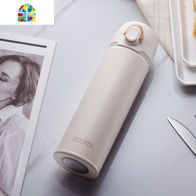 保温杯男女士316不锈钢水杯子 学生韩版文艺简约便携泡茶杯 FENGHOU 少女粉