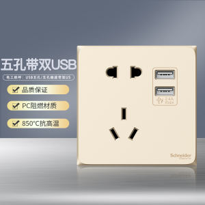 [官方旗舰店]施耐德电气开关插座皓呈珍珠金色86型大面板家用墙壁式10A五孔一开弱电电源空调插座