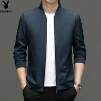 花花公子品质新款春秋新款男士夹克棒球领直筒大码中青年男装外套商务休闲
