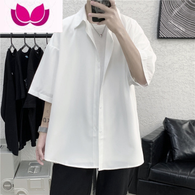 七斓短袖衬衫男夏季禁欲系高级感上衣垂感dk痞帅半袖冰丝很仙的白衬衣