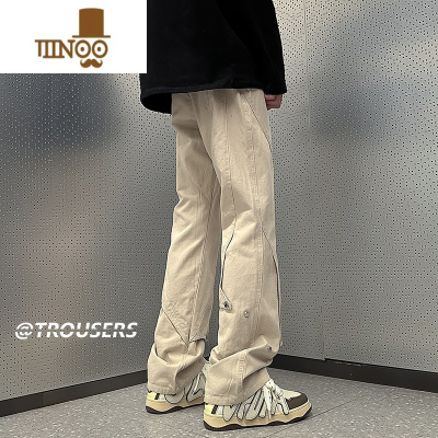 YANXU美式高街设计感工装休闲裤男款秋季宽松直筒阔腿裤子长裤