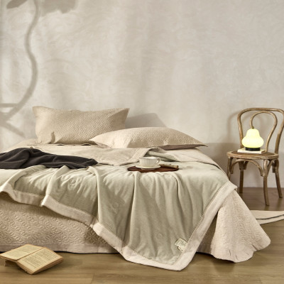 汉司家纺 HANSI-79 棉麻撞色款夏被 200*230cm (计价单位:条)绿色+本色