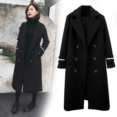 FISHBASKET大码女装胖mm加厚毛呢外套200斤加肥加大绒呢子大衣宽松潮毛呢外套