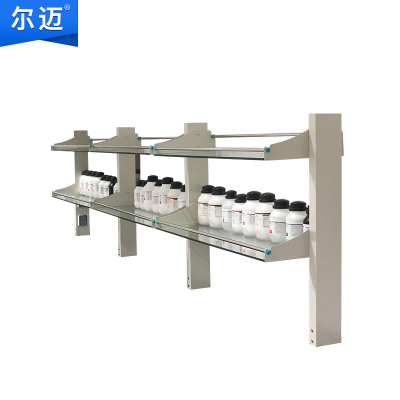 尔迈 实验室中央台药品架 钢玻试剂架 实验室试剂架 操作台试剂架 1000*400*750mm