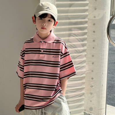 男童夏装POLO衫短袖T恤2026新款夏季上衣大男孩夏款半袖条纹潮T