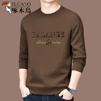 啄木鸟品牌秋冬新款长袖圆领纯棉卫衣男装高档t恤休闲加绒打底衫