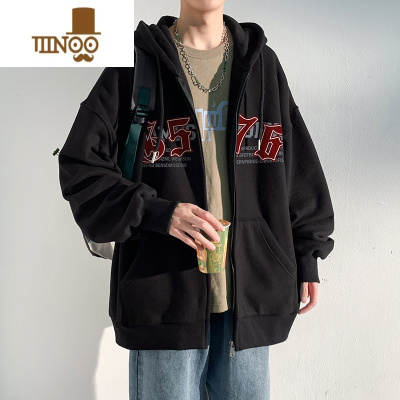 YANXU日系潮牌外套男士宽松休闲连帽上衣服美式潮流港风开衫夹克